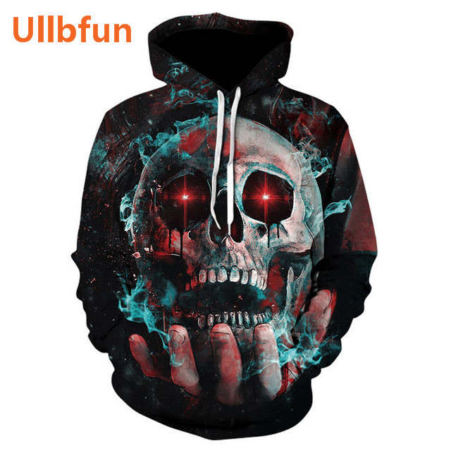 Ullbfun Sweatshirt 3D Skull Printed Pullovers Hoodies (8)